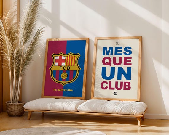 FC Barcelona Poster, Mes Que Un Club Poster, FC Barcelona poster Set of 2, Barcelona Logo poster, Poster Gift, Gift for him, FC Barcelona