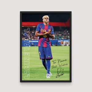 Personalized Lamine Yamal Poster – Custom Name Print with Yamal’s Signature, Lamine Yamal fan gift, FC Barcelona Fan Gift, Sports Poster