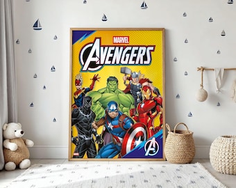 Avengers Poster, Avengers Art Print, Superheroes Art print, Avengers Wall art, Superheroes Wall art, Avengers merch, Kids Room Decor