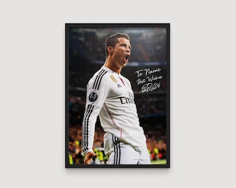 Personalized Cristiano Ronaldo Poster – Custom Name Print with Ronaldo’s Signature, Ronaldo siuu prints, Ronaldo fan gift, Sports Poster