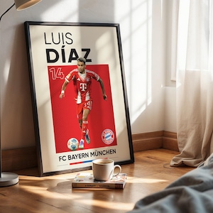 Jamal Musiala, Harry Kane, Michael Olise, Manuel Neuer, Joshua Kimmich, Luis Diaz Conjunto de pôsteres de 6, estampas de fussball, estampa digital de futebol imagem 8