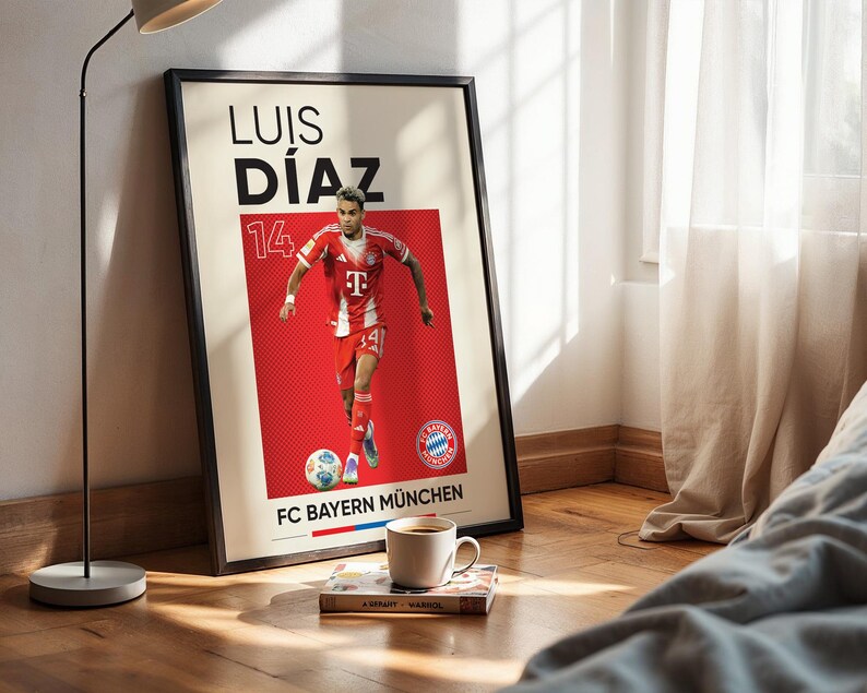 Jamal Musiala, Harry Kane, Michael Olise, Manuel Neuer, Joshua Kimmich, Luis Diaz Conjunto de pôsteres de 6, estampas de fussball, estampa digital de futebol imagem 8