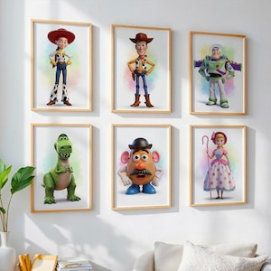 Toy Story Poster Set of 6, Toy Story Wall Art, Printable Toy Story Wall Decor, Nursery Wall Art, Kids Room Wall Decor, Toy story gifts