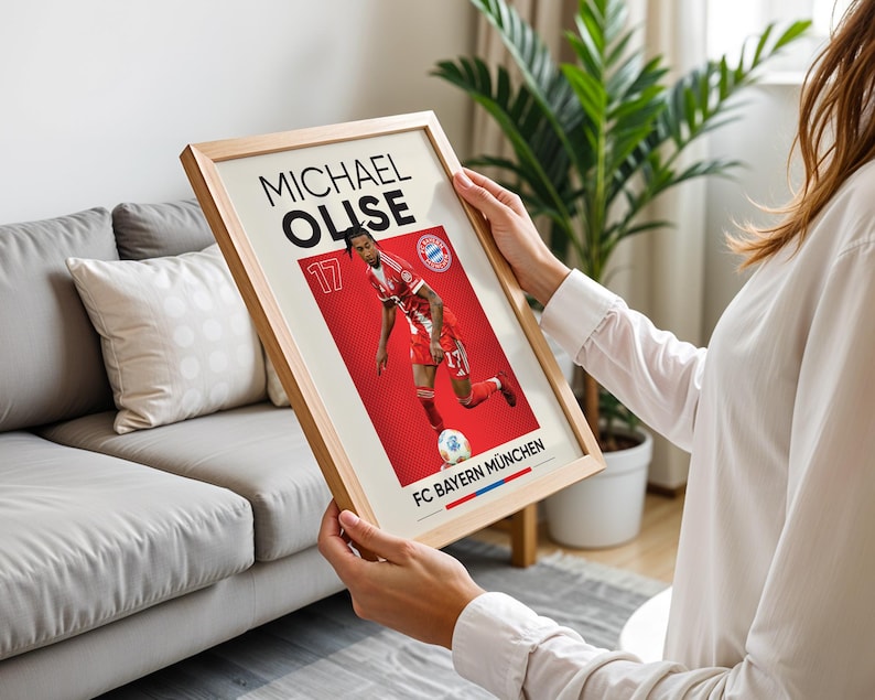 Jamal Musiala, Harry Kane, Michael Olise, Manuel Neuer, Joshua Kimmich, Luis Diaz Conjunto de pôsteres de 6, estampas de fussball, estampa digital de futebol imagem 13