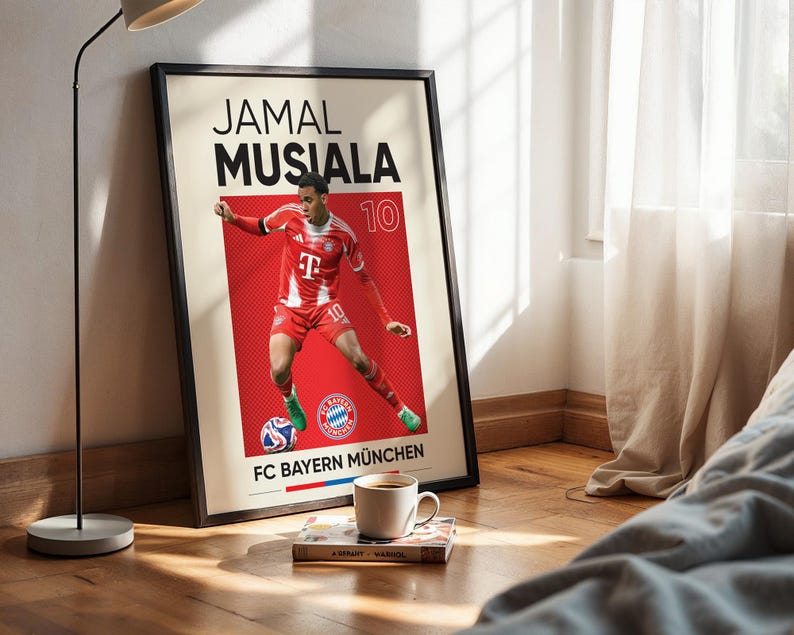 Jamal Musiala, Harry Kane, Michael Olise, Manuel Neuer, Joshua Kimmich, Luis Diaz Conjunto de pôsteres de 6, estampas de fussball, estampa digital de futebol imagem 5
