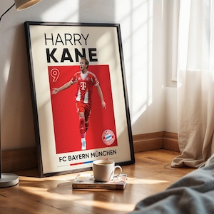 Jamal Musiala, Harry Kane, Michael Olise, Manuel Neuer, Joshua Kimmich, Luis Diaz Conjunto de pôsteres de 6, estampas de fussball, estampa digital de futebol imagem 3