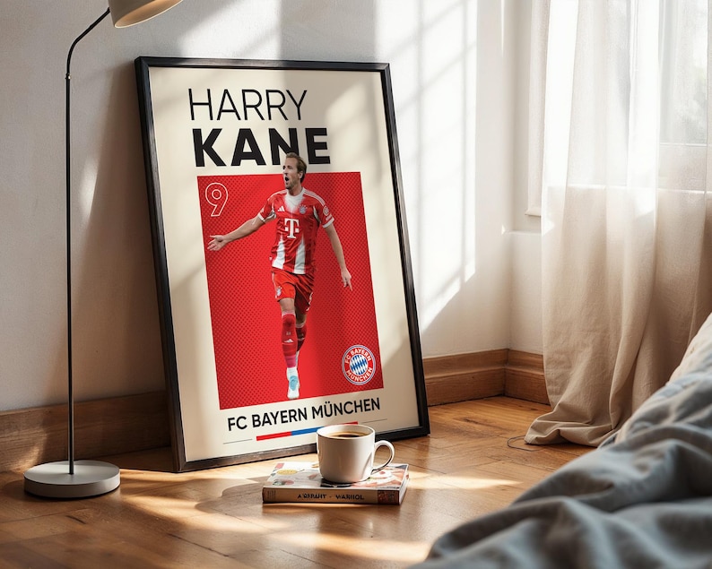 Jamal Musiala, Harry Kane, Michael Olise, Manuel Neuer, Joshua Kimmich, Luis Diaz Conjunto de pôsteres de 6, estampas de fussball, estampa digital de futebol imagem 3