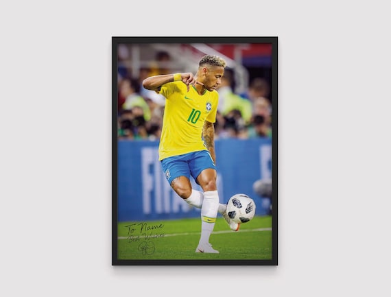 Personalized Neymar Poster – Custom Name Print with Neymar's Signature, Neymar fan gift, Neymar Jr., Neymar Wall art, Sports Poster