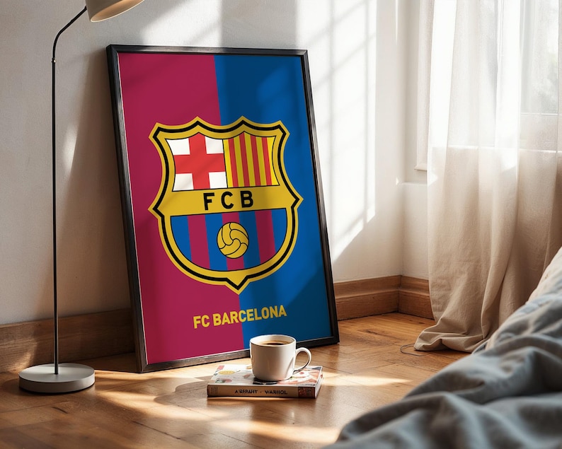 FC Barcelona Poster, Mes Que Un Club Poster, FC Barcelona poster Set of 2, Barcelona Logo poster, Poster Gift, Gift for him, FC Barcelona image 3