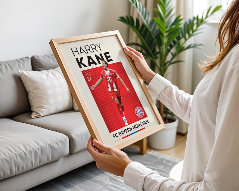 Jamal Musiala, Harry Kane, Michael Olise, Manuel Neuer, Joshua Kimmich, Luis Diaz Conjunto de pôsteres de 6, estampas de fussball, estampa digital de futebol imagem 9