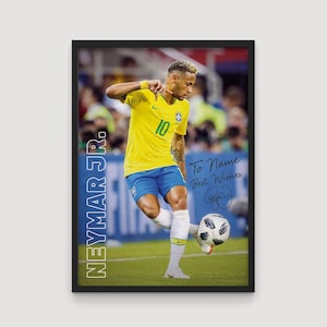 Personalized Neymar Poster – Custom Name Print with Neymar&#39;s Signature, Neymar fan gift, Neymar Jr., Neymar Wall art, Sports Poster