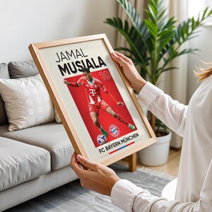 Jamal Musiala, Harry Kane, Michael Olise, Manuel Neuer, Joshua Kimmich, Luis Diaz Conjunto de pôsteres de 6, estampas de fussball, estampa digital de futebol imagem 11