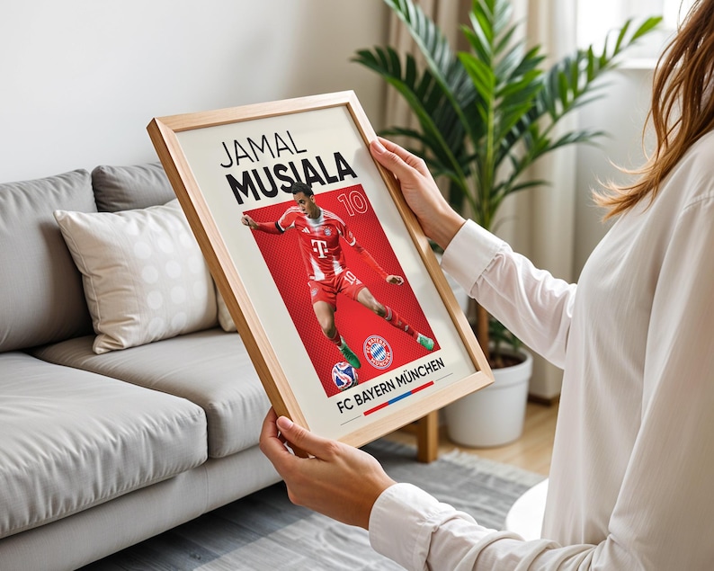 Jamal Musiala, Harry Kane, Michael Olise, Manuel Neuer, Joshua Kimmich, Luis Diaz Conjunto de pôsteres de 6, estampas de fussball, estampa digital de futebol imagem 11