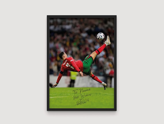 Personalized Cristiano Ronaldo Poster – Custom Name Print with Ronaldo’s Signature, Iconic Bicycle Kick, Ronaldo fan gift, Sports Poster