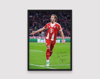 Poster personalizzato di Harry Kane: stampa personalizzata con nome e firma di Kane, regalo per fan di Harry Kane, stampa artistica di Harry Kane, poster di Harry Kane