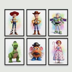 Toy Story Poster Set of 6, Toy Story Wall Art, Printable Toy Story Wall Decor, Nursery Wall Art, Kids Room Wall Decor, Toy story gifts