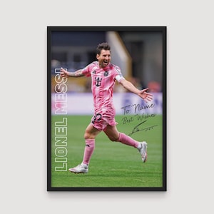 Personalized Lionel Messi Poster – Custom Name Print with Messi’s Signature, Messi fan gift, Messi inter miami, Sports Poster, Messi art