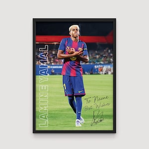 Personalized Lamine Yamal Poster – Custom Name Print with Yamal’s Signature, Lamine Yamal fan gift, FC Barcelona Fan Gift, Sports Poster