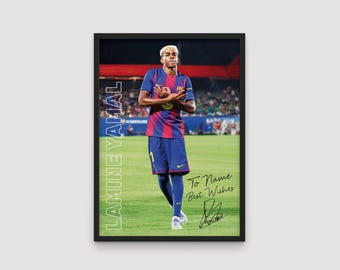 Pôster personalizado de Lamine Yamal – Nome impresso com assinatura de Yamal, presente para fãs de Lamine Yamal, presente para fãs do FC Barcelona, pôster esportivo