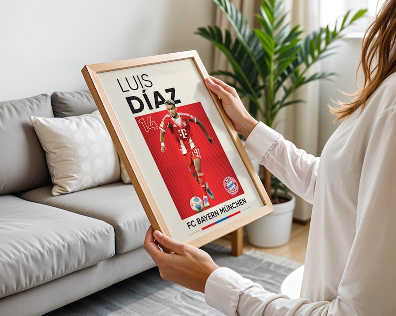 Jamal Musiala, Harry Kane, Michael Olise, Manuel Neuer, Joshua Kimmich, Luis Diaz Conjunto de pôsteres de 6, estampas de fussball, estampa digital de futebol imagem 14