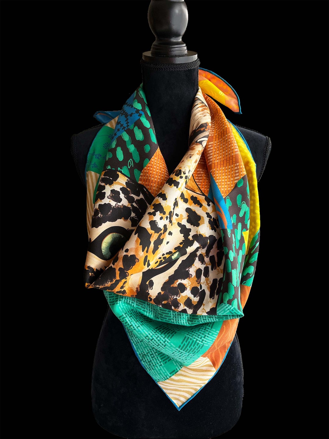Alligator Print Silk Chiffon Scarf