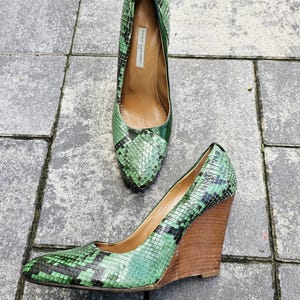 Daniele Alessandrini Snake skin Pumps high heel wooden wedge heel