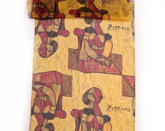Picasso Art Scarf: Avant Garde Cubism Style, Artistic Fashion Accessory
