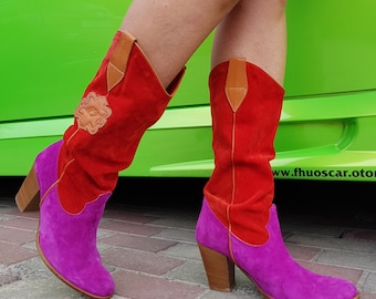 Stylish Paolo Simonini per MAURO VOLPONI suede western cowboy boots