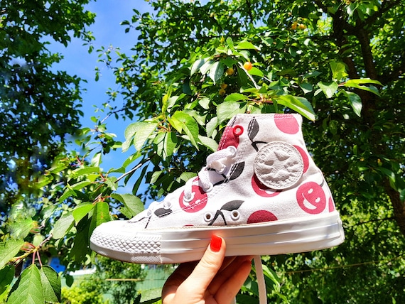 Converse Chuck Taylor High Top Cherry Print Sneakers (US 7.5)