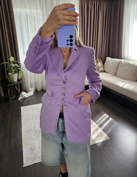 Vintage Escada Margaretha Ley Rabbit Hair Blazer, Lilac Purple, Size 34