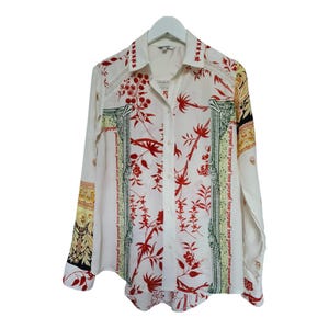 Desigual Cam Greta Boho Skjorta Blommig Hippieblus Storlek XS
