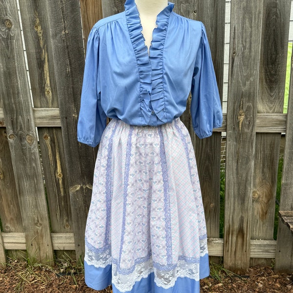 Vintage Two Piece Skirt Square Dance Gunne Sax Inspired Set - Large