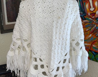 Vintage White One-of- Kind Original Shawl - One Size