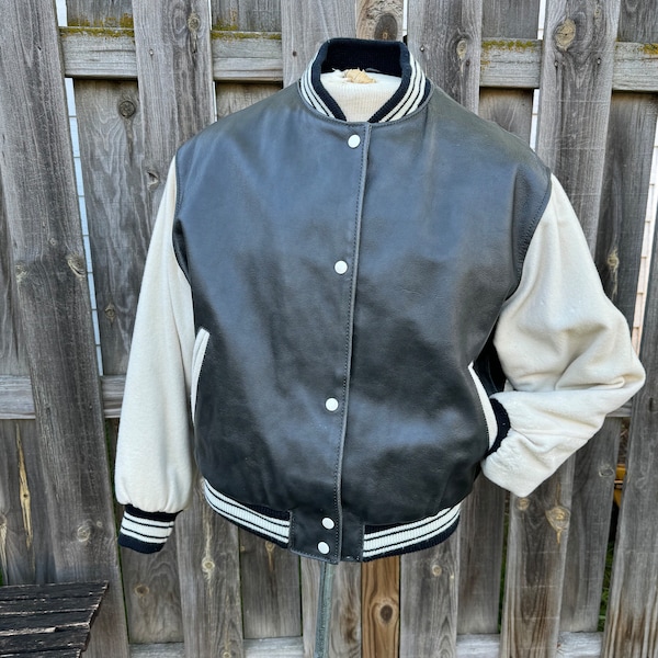 Vintage G-III Leather Large Unisex Letterman Jacket - Medium