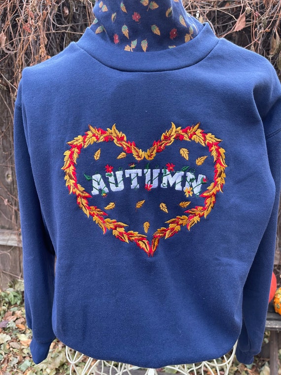 Vintage “Autumn” Sweatshirt with Attached Turtlene