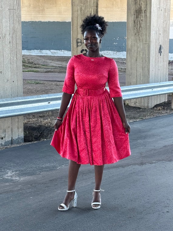 Vintage Late 1950’s Early 1960's Red Brocade Party