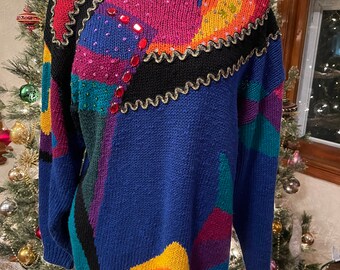 Vintage 1980’s Embellished MarieaKim Sweater - Medium