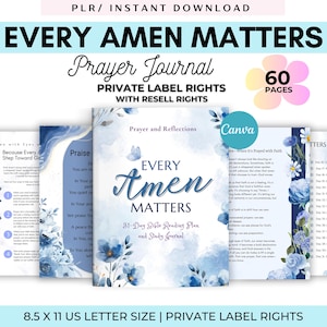 PLR Christian Prayer Journal: Bible Study, Scripture Prompts (Canva Editable, Printable PDF)