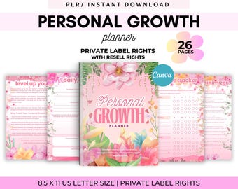 PLR / Resell Personal Growth Planner do użytku komercyjnego, szablon do druku i edycji, Planer produktywności, Planer celów, nastawienie na rozwój