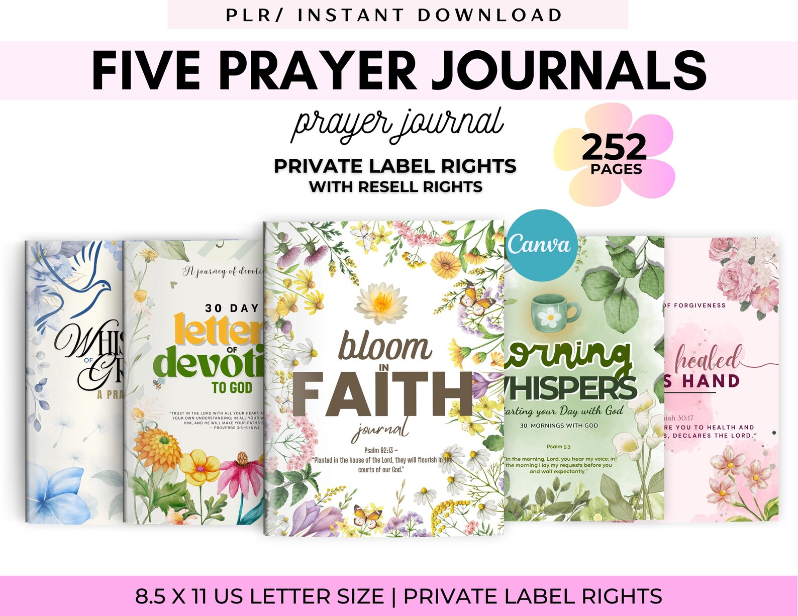 PLR Prayer Journal Bundle | Christian Devotional, Editable Canva ...