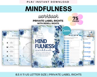 PLR Mental Burnout Workbook: Self-Care Journal Canva Template (Commercial Use)