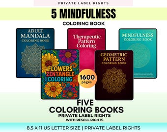 PLR Mindfulness Adult Coloring Book Bundle, Stress-Relief, Therapeutic, Meditation, Mandala, Calming, Relaxing Mental Health Coloring Page