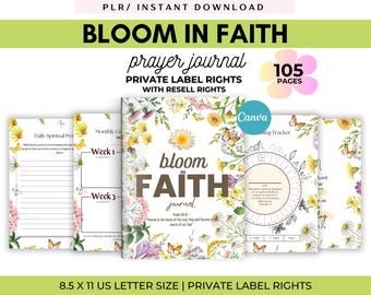 PLR Gebetsjournal: Druckbare christliche Bibelarbeit, bearbeitbare Canva-Vorlage