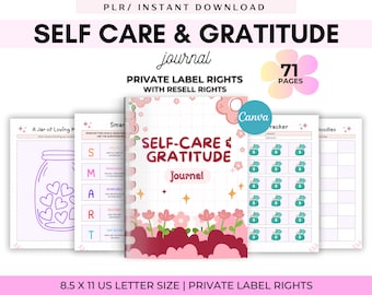 Self-Care Gratitude Journal for Commercial Use Canva Editable Template for KDP Interior  Wellness, Mindfulness, Gratitude