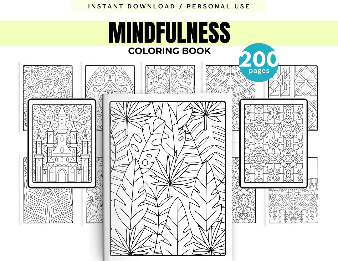 Mindfulness Pattern Coloring Book, Stress-relief, Therapeutic ...