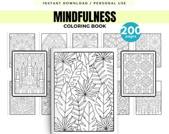 Mindfulness Pattern Coloring Book, Stress-Relief, Therapeutic, Meditation Enhance Creativity Kids Adults, digital, printable, pdf, download
