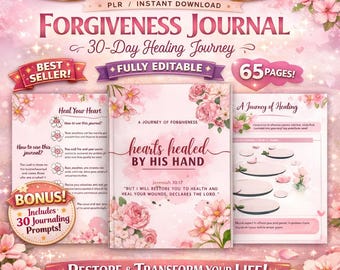 30-Day Forgiveness Journal, Healing Journey, Printable Christian Template (PLR Commercial Use)