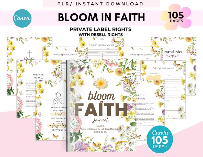 PLR Prayer Journal Bundle | Christian Devotional, Editable Canva ...