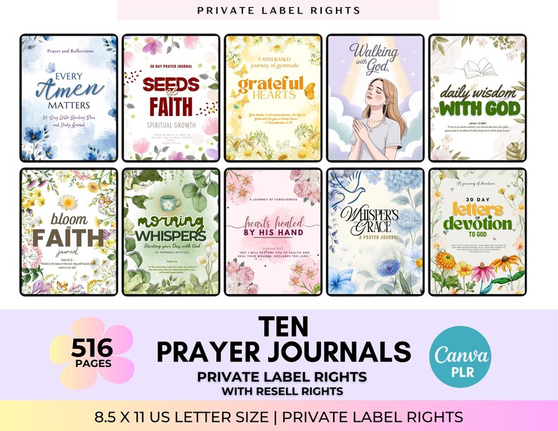 10 Faith Journal Bundle PLR Resell Canva Editable PDF Printable and ...