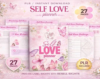 PLR Self-Love Journal for Commercial Use, Printable and Editable Template, Self Care Journal, Self-Love Planner, Self-Love Workbook
